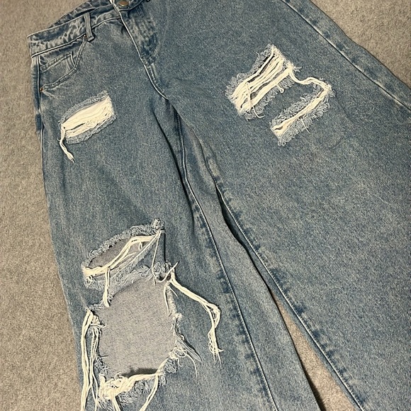 Princess Polly Distressed Wide Jeans Size 6 High Rise Baggy Grunge Skater Street - Picture 2 of 9